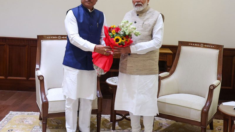 छत्तीसगढ़ के मुख्यमंत्री विष्णुदेव साय ने प्रधानमंत्री नरेंद्र मोदी से की मुलाक़ात