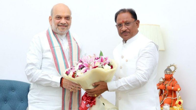 मुख्यमंत्री विष्णुदेव साय ने केंद्रीय गृह मंत्री अमित शाह से की सौजन्य मुलाकात