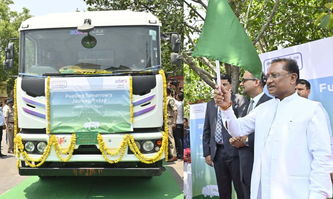 मुख्यमंत्री विष्णु देव साय ने देश के पहले हाइड्रोजन फ्यूल ट्रक को दिखाई हरी झंडी