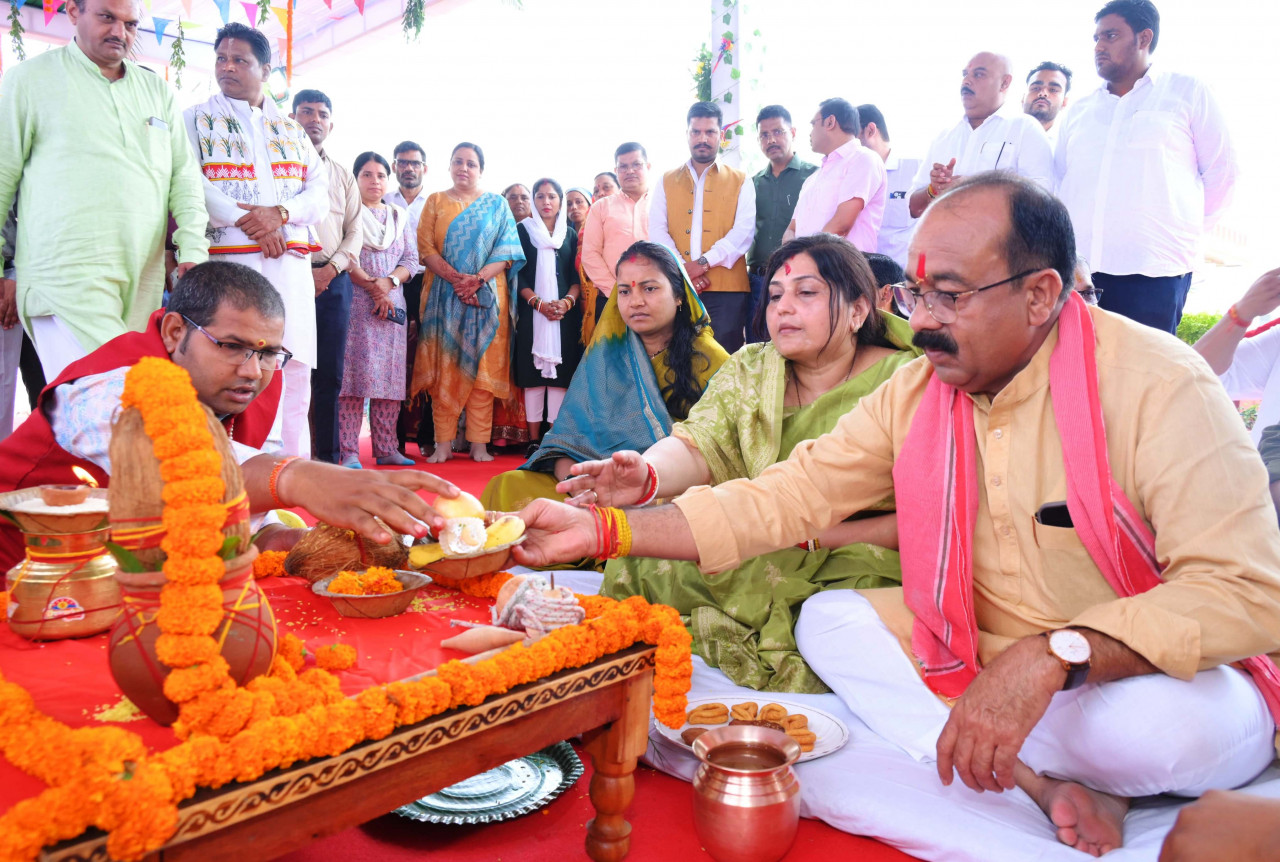 उप मुख्यमंत्री अरुण साव के निवास पर हरेली की धूम