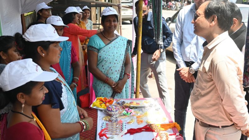 हर घर तिरंगा अभियान के तहत बिहान दीदियों ने लगाया बिलासपुर में स्वदेशी उत्पादों का तिरंगा बाजार
