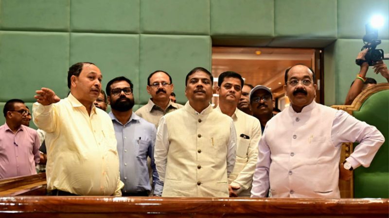 उप मुख्यमंत्री अरुण साव ने विधानसभा भवन के लोकार्पण की तैयारियों का किया निरीक्षण