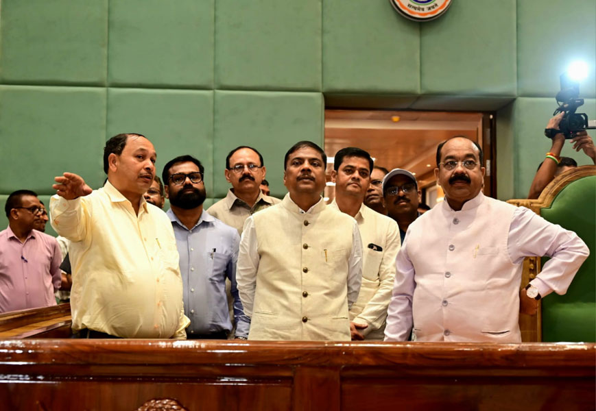 उप मुख्यमंत्री अरुण साव ने विधानसभा भवन के लोकार्पण की तैयारियों का किया निरीक्षण