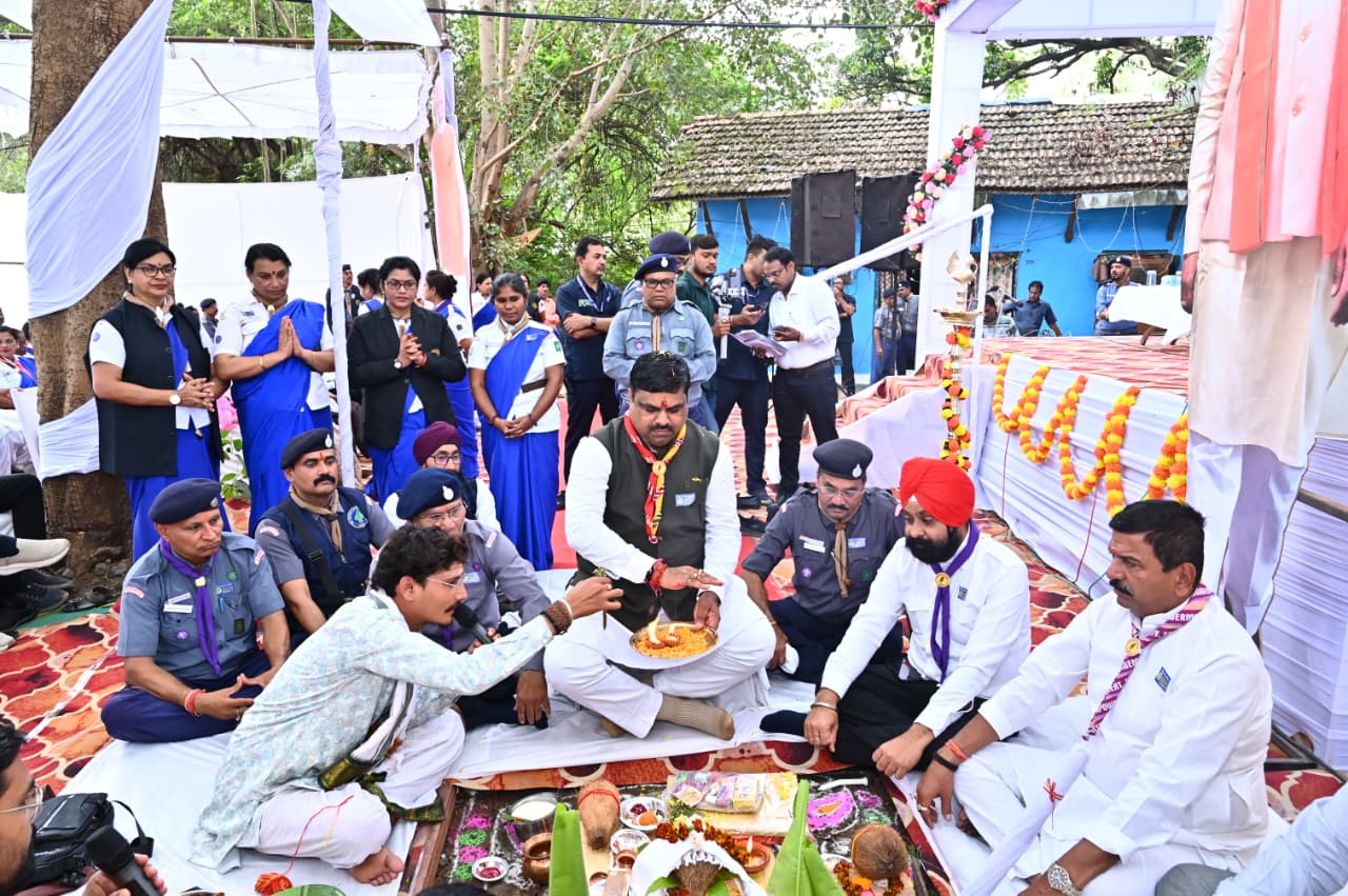 स्कूल शिक्षा मंत्री गजेंद्र यादव ने किया भारत स्काउट्स एवं गाइड्स के राज्य मुख्यालय भवन का भूमि पूजन