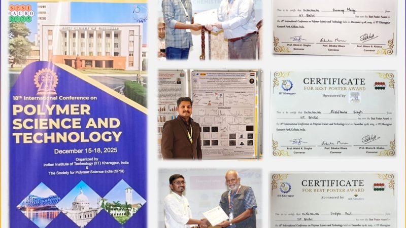 अंतरराष्ट्रीय पॉलिमर विज्ञान सम्मेलन में आईआईटी भिलाई के शोधकर्ताओं को मिला पुरस्कार
